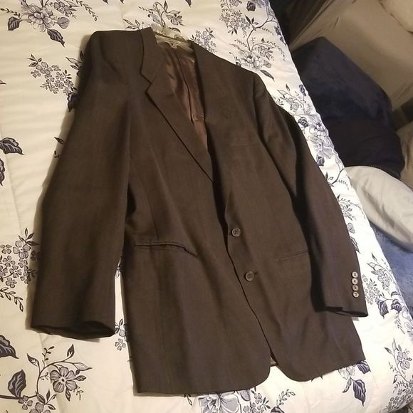 Lanvin Paris Brown Virgin Wool 2 Button Blazer Made In USA 40R Pattern - Picture 2 of 16